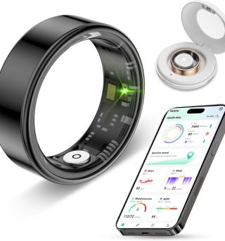 2025 New Smart Ring Health Tracker for Men Women - IP68 Waterproof Fitness Ring with Sleep Tracker/Heart Rate/Blood Oxygen/Steps/Distance/Calories,Air Gestures,Charging case Up to 7-Day