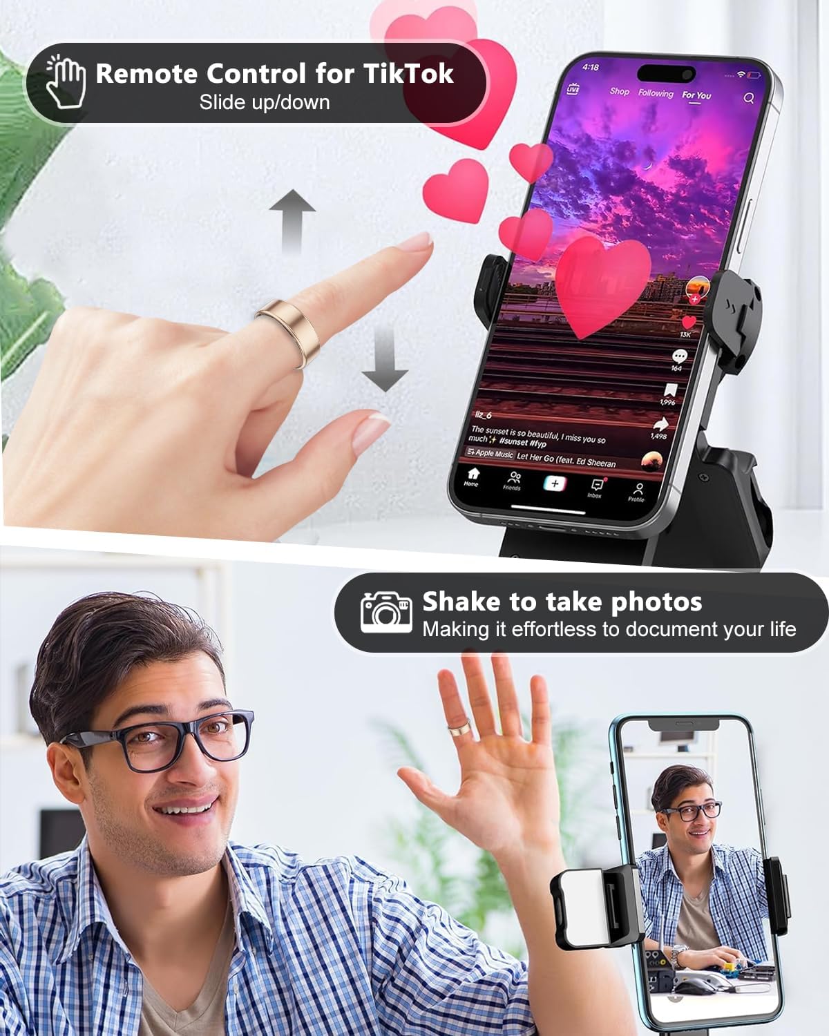 2025 New Smart Ring Health Tracker for Men Women - IP68 Waterproof Fitness Ring with Sleep Tracker/Heart Rate/Blood Oxygen/Steps/Distance/Calories,Air Gestures,Charging case Up to 7-Day - Image 3