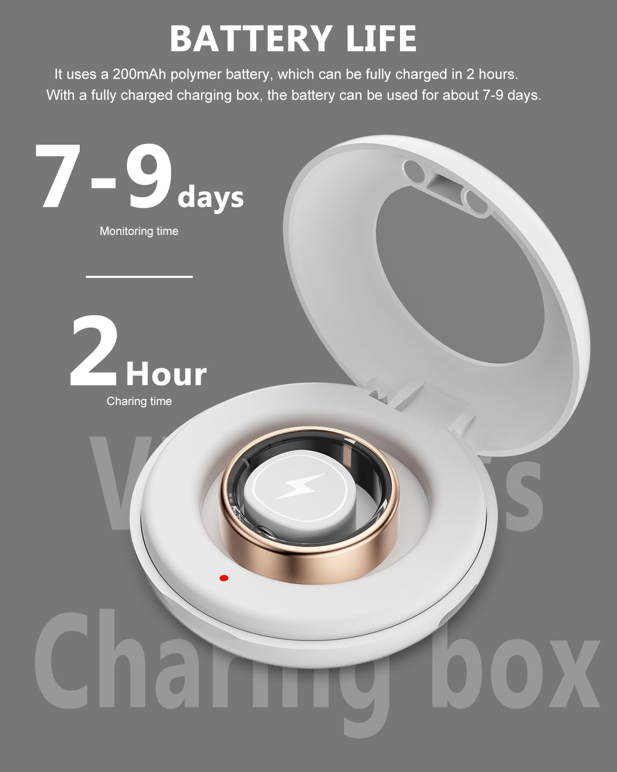 2025 New Smart Ring Health Tracker for Men Women - IP68 Waterproof Fitness Ring with Sleep Tracker/Heart Rate/Blood Oxygen/Steps/Distance/Calories,Air Gestures,Charging case Up to 7-Day - Image 5