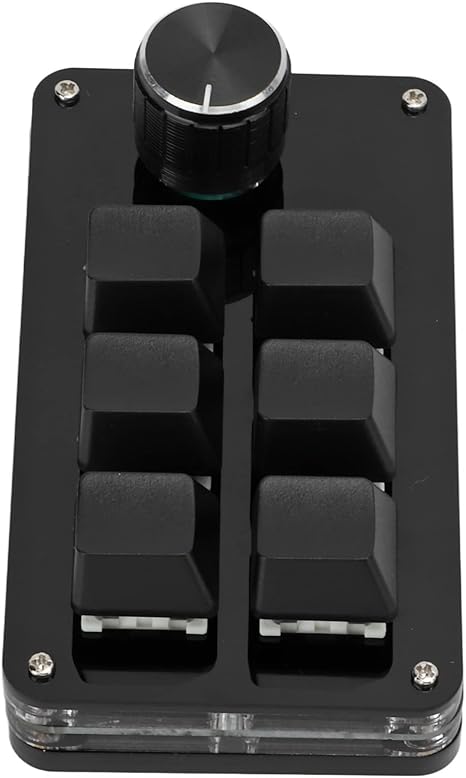 One Handed Programmable Macro Keyboard, Gaming Keyboards Multifunction 6 Keys 1 Knobs Mini Gaming Keypad Shortcut Keyboard (Black) - Image 3