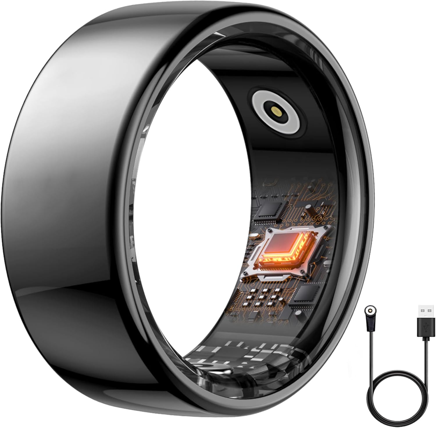 Smart Ring Health Tracker - 24/7 Fitness & Sleep Tracking with Heart Rate Monitor, IP68 Waterproof Activity Tracker for Men/Women, 50+ Workout Modes, 7-Day Battery