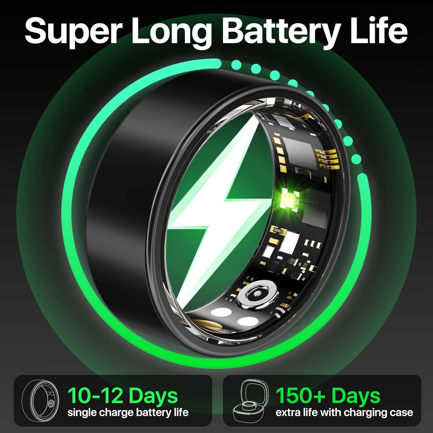 Smart Ring Health Tracker - 24/7 Fitness & Sleep Tracking with Heart Rate Monitor, IP68 Waterproof Activity Tracker for Men/Women, 50+ Workout Modes, 7-Day Battery - Image 6