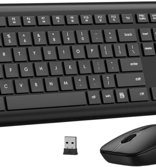 Wireless Keyboard and Mouse Combo, Full Size Silent Ergonomic Keyboard and Mouse, Long Battery Life, Optical Mouse, 2.4G Lag-Free Cordless Mice Keyboard for Computer, Mac, Laptop, PC, Windows