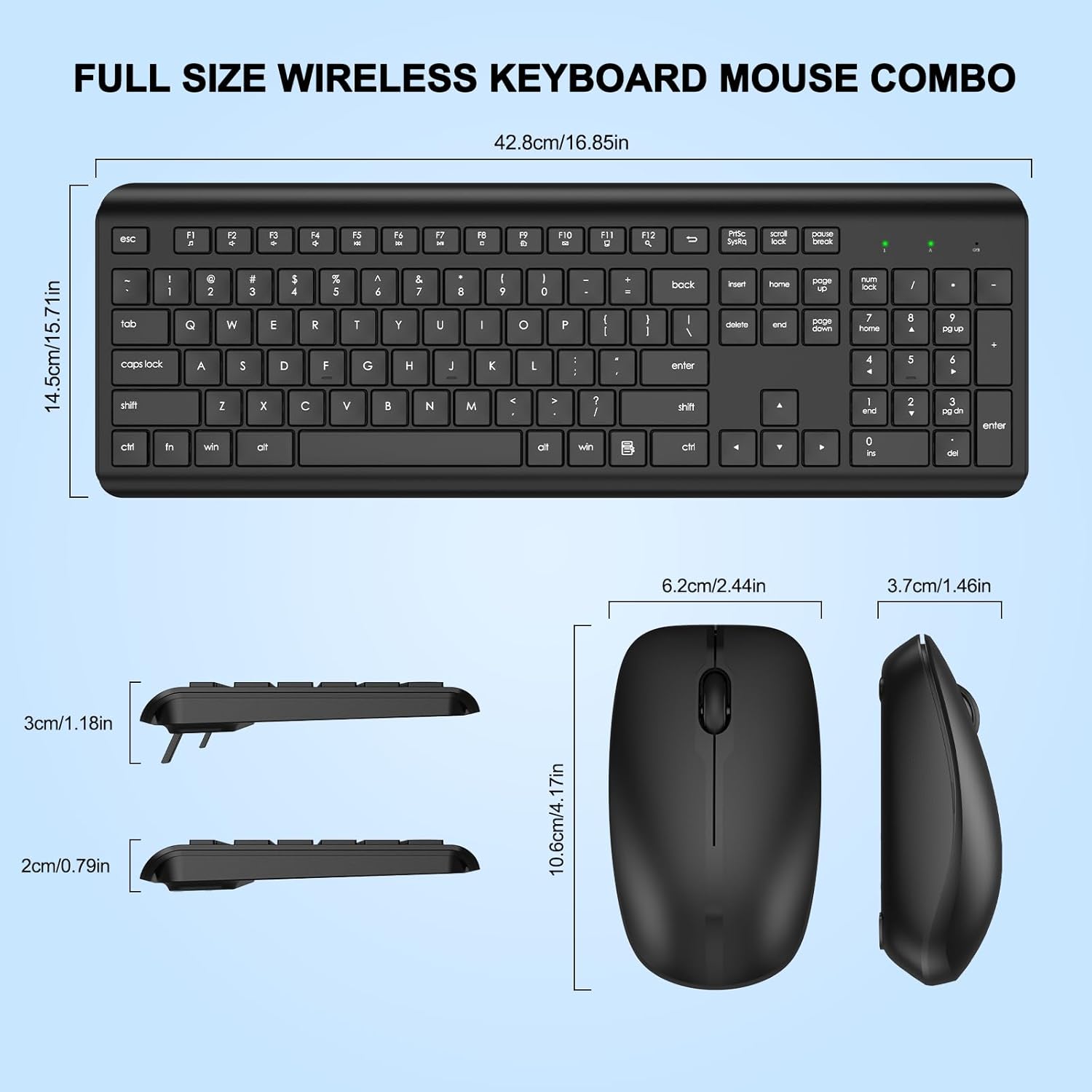 Wireless Keyboard and Mouse Combo, Full Size Silent Ergonomic Keyboard and Mouse, Long Battery Life, Optical Mouse, 2.4G Lag-Free Cordless Mice Keyboard for Computer, Mac, Laptop, PC, Windows - Image 7